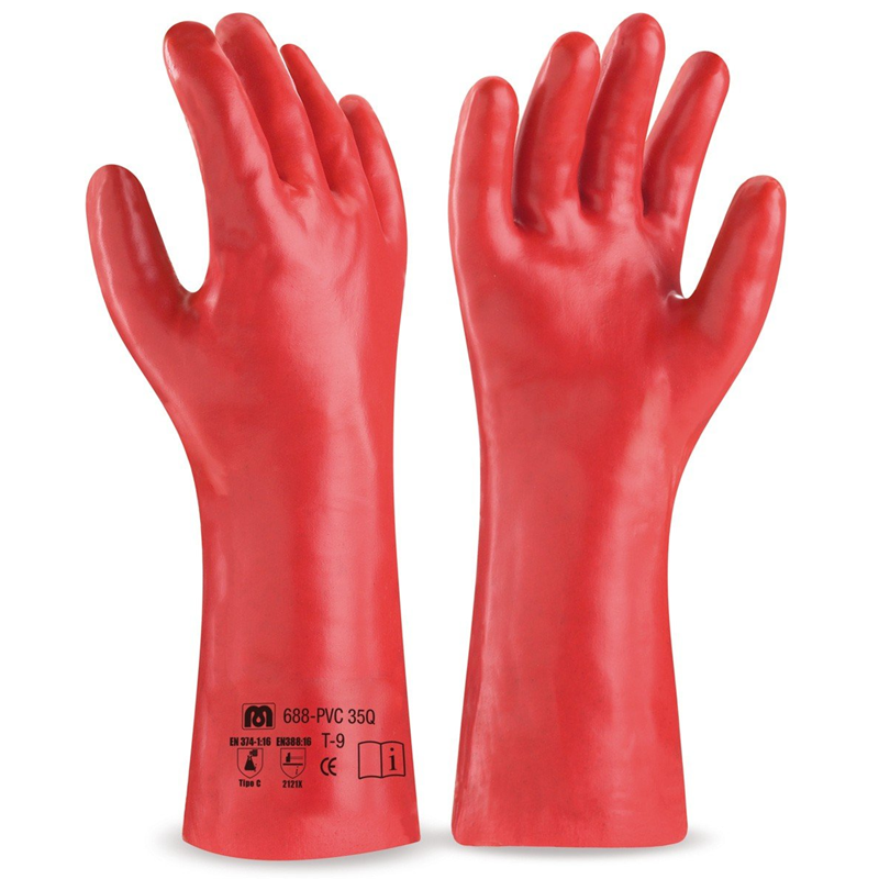 Guante De Pvc Rojo 40Cm De Largo